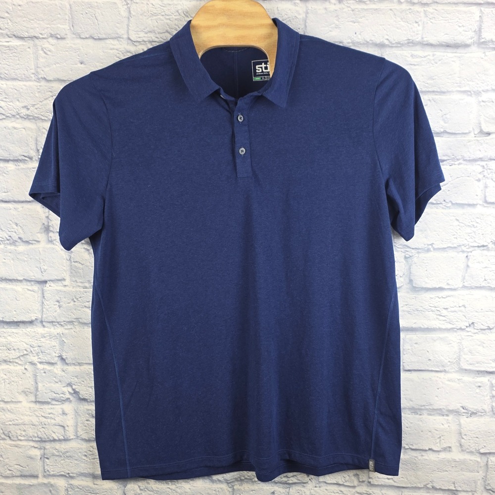 Stio Mens Navy Blue Lightweight Short Sleeve Divide Golf Polo Shirt Size XL - Picture 2 of 7
